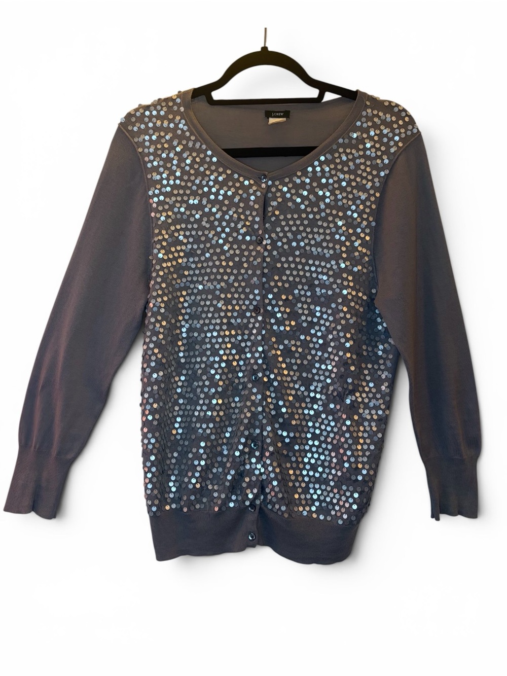 J. Crew grey Sequin-Trim Knit cardigan